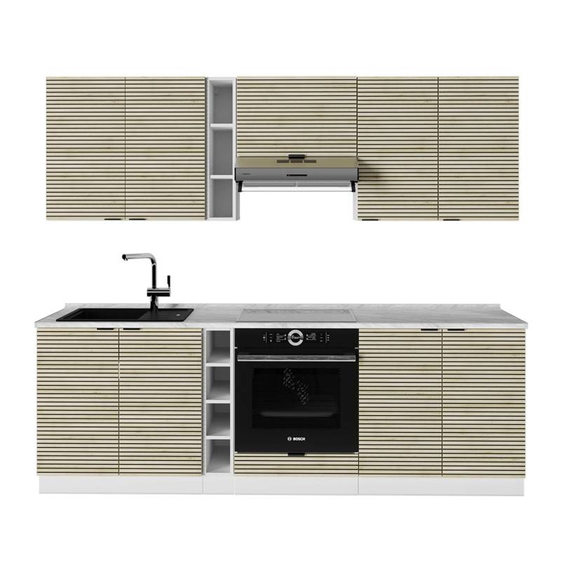 Vicco Fame-Line Küchenzeile Eiche Paneel/Weiß 235 cm AP Marmor Vicco Fame-Line Küchenzeile Eiche Paneel/Weiß 235 cm AP Marmor von Vicco