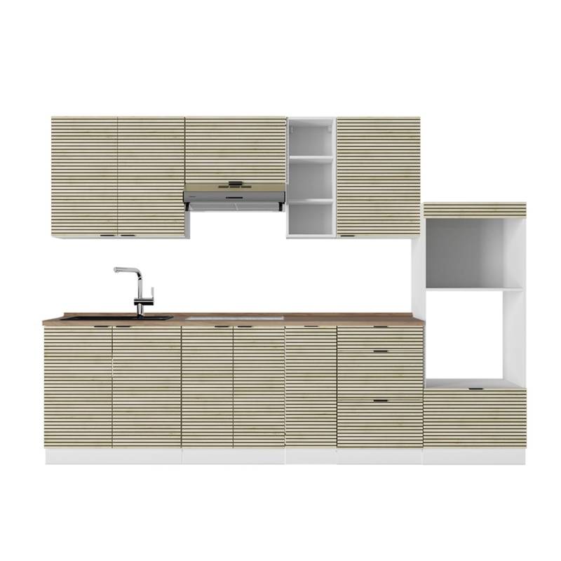 Vicco Fame-Line Küchenzeile Eiche Paneel/Weiß 280 cm AP Eiche von Vicco