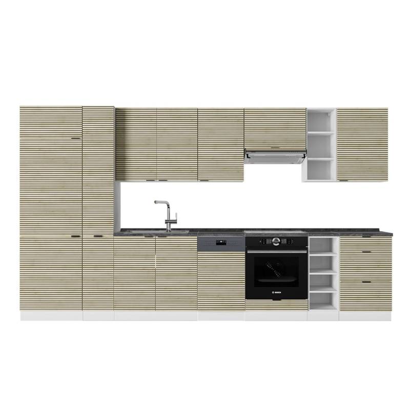 Vicco Fame-Line Küchenzeile Eiche Paneel/Weiß 355 cm AP Anthrazit von Vicco
