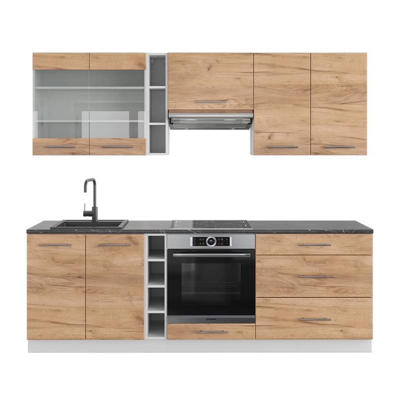 Vicco Fame-Line Küchenzeile Goldkraft Eiche/Weiß 235 cm AP Anthrazit Vicco Fame-Line Küchenzeile Goldkraft Eiche/Weiß 235 cm AP Anthrazit von Vicco
