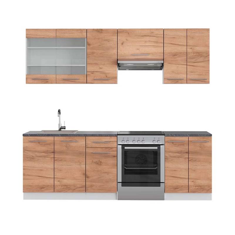 Vicco Fame-Line Küchenzeile Goldkraft Eiche/Weiß 240 cm AP Anthrazit Vicco Fame-Line Küchenzeile Goldkraft Eiche/Weiß 240 cm AP Anthrazit von Vicco