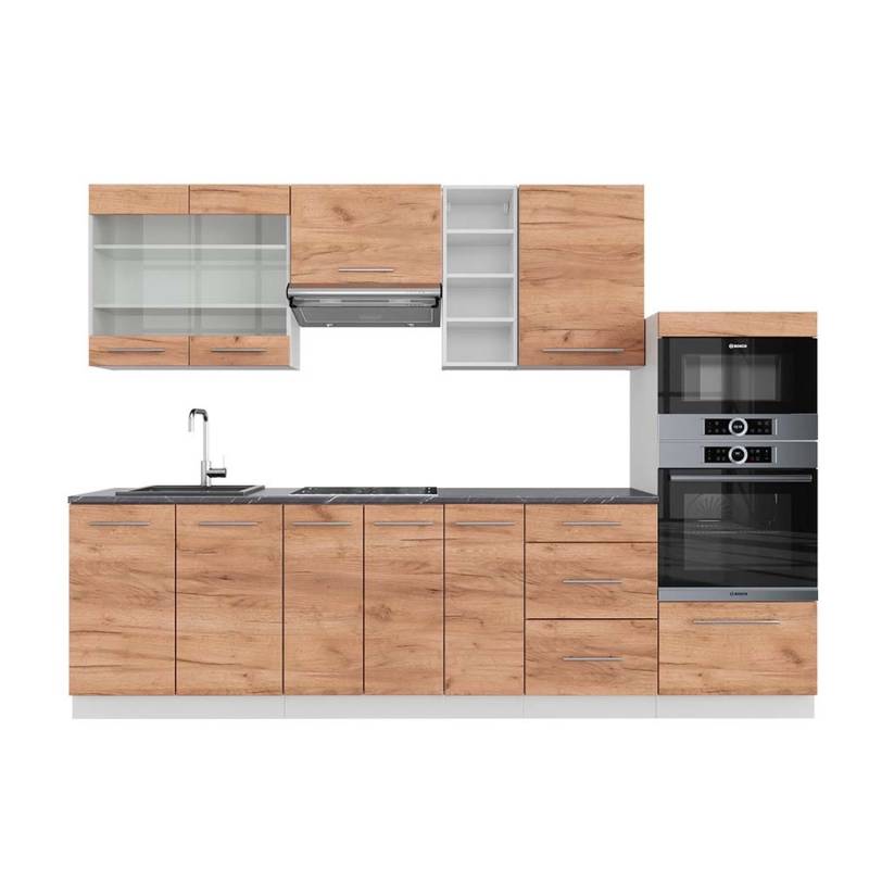 Vicco Fame-Line Küchenzeile Goldkraft Eiche/Weiß 280 cm AP Anthrazit Vicco Fame-Line Küchenzeile Goldkraft Eiche/Weiß 280 cm AP Anthrazit von Vicco