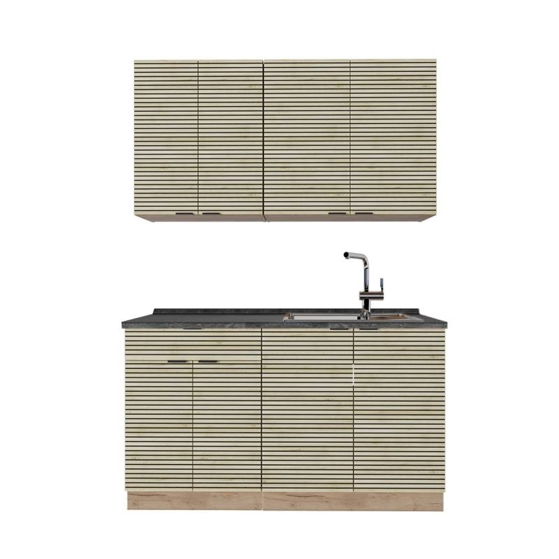 Vicco Fame-Line Singleküche Eiche Paneel/Goldkraft Eiche 140 cm AP Anthrazit von Vicco