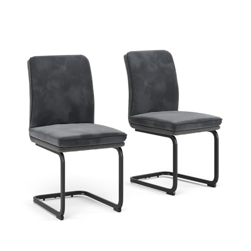 Vicco Freischwinger Eleganza, Küchenstuhl, Anthrazit, 2er Set von Vicco