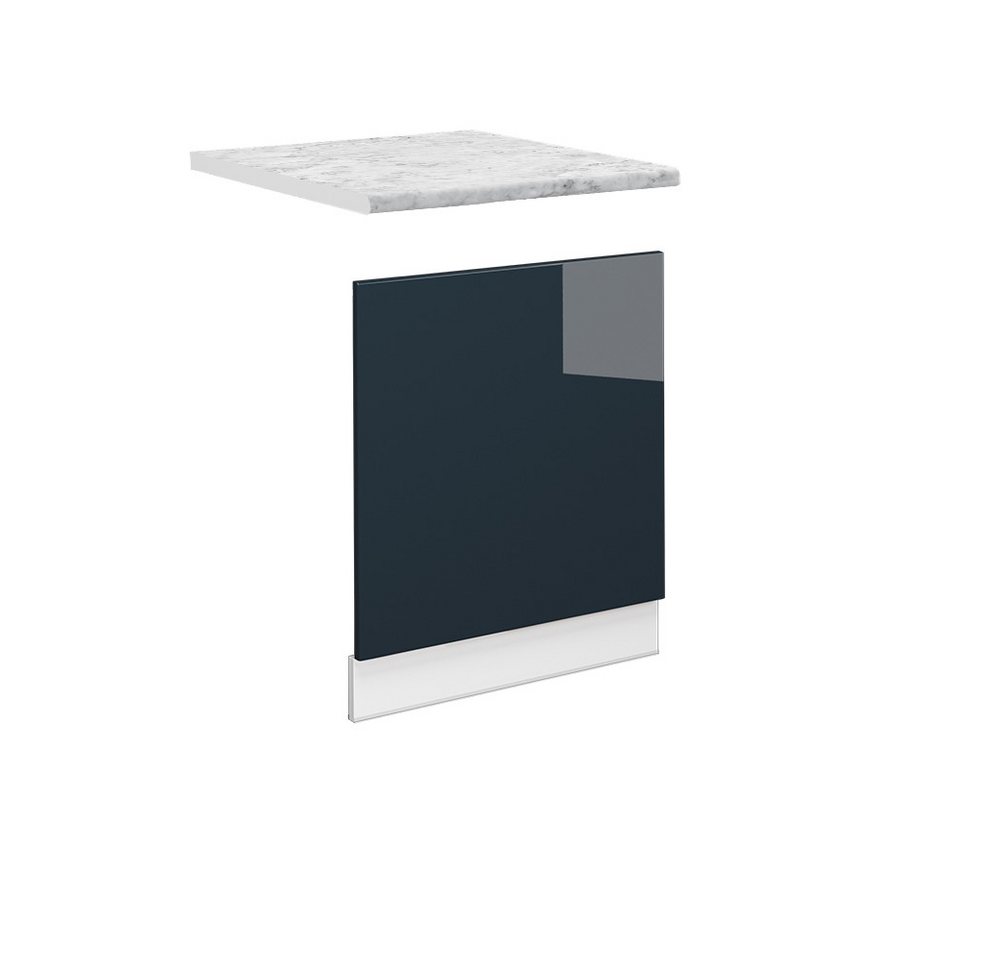 Vicco Frontblende Fame-Line, Dunkelblau Hochglanz/Anthrazit, 60 cm, AP Marmor von Vicco