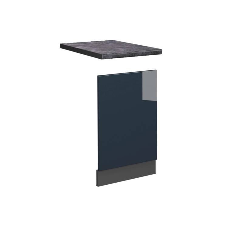 Vicco Frontblende Fame-Line Geschirrspüler Fronttür Dunkelblau Hochglanz 45 cm AP Anthrazit mit Anthrazit Korpus von Vicco