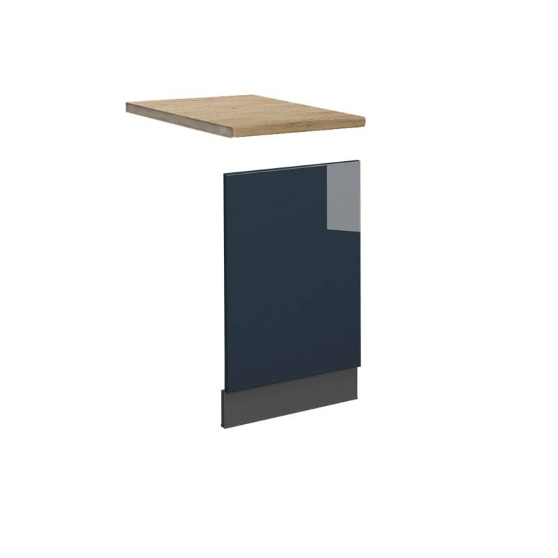 Vicco Frontblende Fame-Line Geschirrspüler Fronttür Dunkelblau Hochglanz 45 cm AP Eiche mit Anthrazit Korpus von Vicco