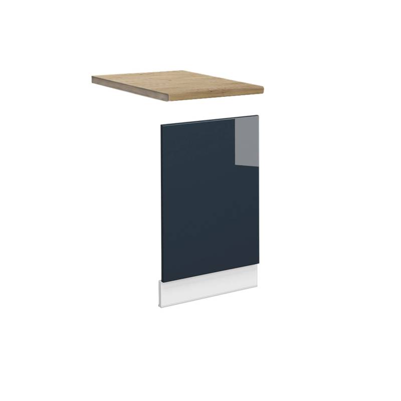 Vicco Frontblende Fame-Line Geschirrspüler Fronttür Dunkelblau Hochglanz 45 cm AP Eiche mit Weiß Korpus von Vicco