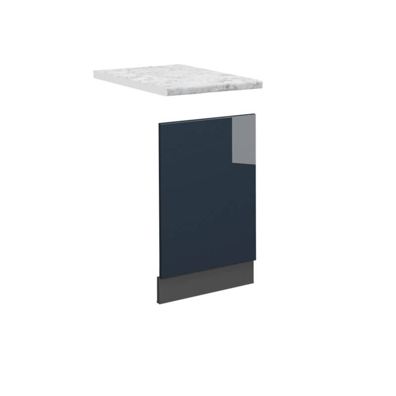Vicco Frontblende Fame-Line Geschirrspüler Fronttür Dunkelblau Hochglanz 45 cm AP Marmor mit Anthrazit Korpus von Vicco