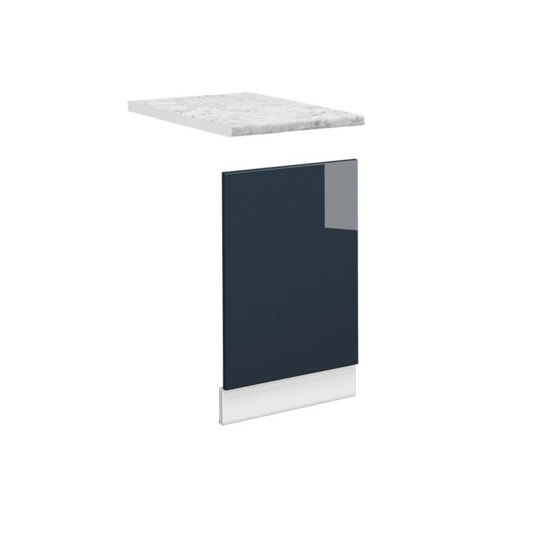 Vicco Frontblende Fame-Line Geschirrspüler Fronttür Dunkelblau Hochglanz 45 cm AP Marmor mit Weiß Korpus von Vicco