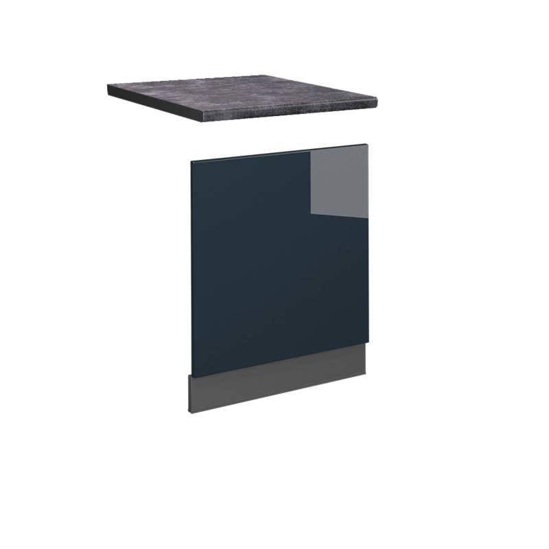 Vicco Frontblende Fame-Line Geschirrspüler Fronttür Dunkelblau Hochglanz 60 cm AP Anthrazit mit Anthrazit Korpus von Vicco
