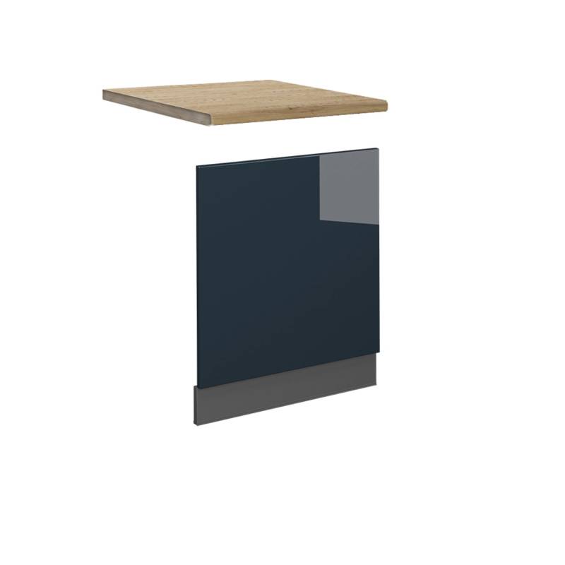 Vicco Frontblende Fame-Line Geschirrspüler Fronttür Dunkelblau Hochglanz 60 cm AP Eiche mit Anthrazit Korpus von Vicco