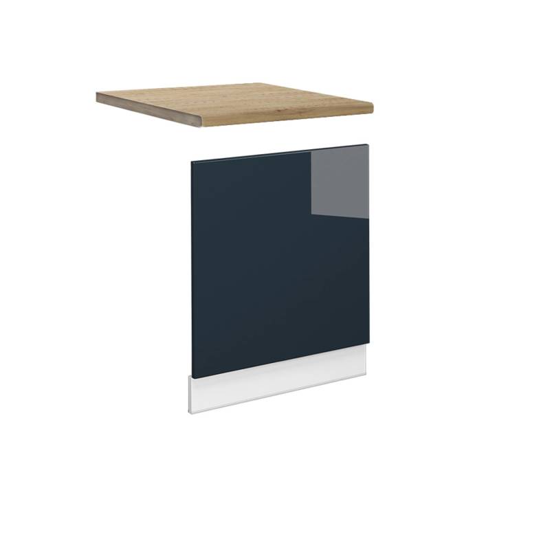 Vicco Frontblende Fame-Line Geschirrspüler Fronttür Dunkelblau Hochglanz 60 cm AP Eiche mit Weiß Korpus von Vicco