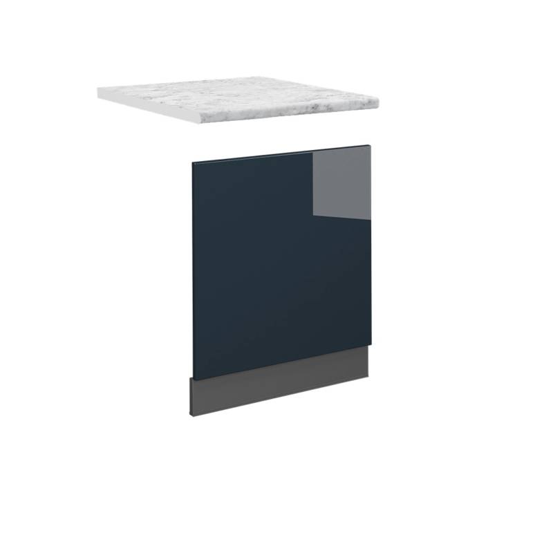 Vicco Frontblende Fame-Line Geschirrspüler Fronttür Dunkelblau Hochglanz 60 cm AP Marmor mit Anthrazit Korpus von Vicco