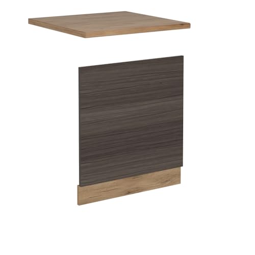 Vicco Frontblende R-Line, Geschirrspüler Fronttür, Edelgrau, 60 cm, AP Eiche von Vicco