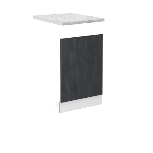 Vicco Frontblende R-Line, Geschirrspüler Fronttür, Schwarz Beton/Weiß, 45 cm AP Marmor von Vicco