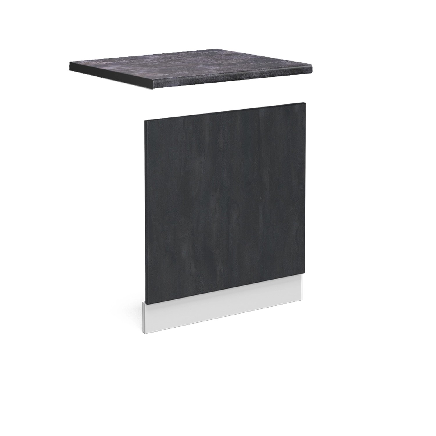 Vicco Frontblende R-Line Geschirrspüler Fronttür Schwarz Beton/Weiß 60 cm AP Anthrazit von Vicco