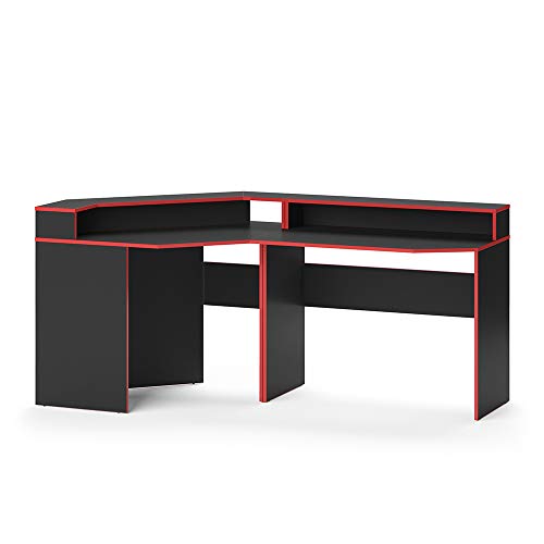 Vicco Gaming Tisch Kron, Rot/Schwarz, 190 x 90 cm Eckform von Vicco