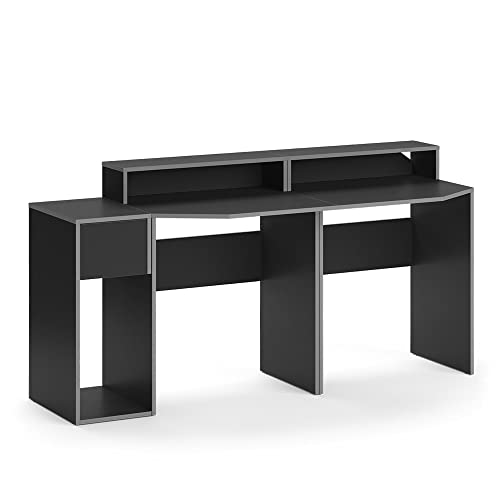 Vicco Gaming Tisch Kron, Grau/Schwarz, 170 x 60 cm von Vicco