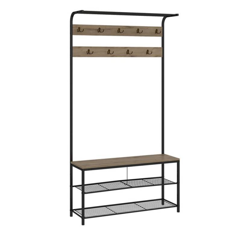 Vicco Garderobenschrank Fyrk, Eiche/Schwarz, 100 x 190 cm (Einzelset) von Vicco