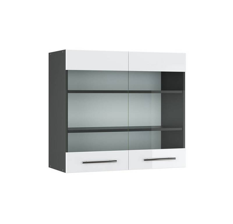 Vicco Glashängeschrank Fame-Line, Weiß Hochglanz/Anthrazit, 80 cm Vicco Glashängeschrank Fame-Line, Weiß Hochglanz/Anthrazit, 80 cm von Vicco