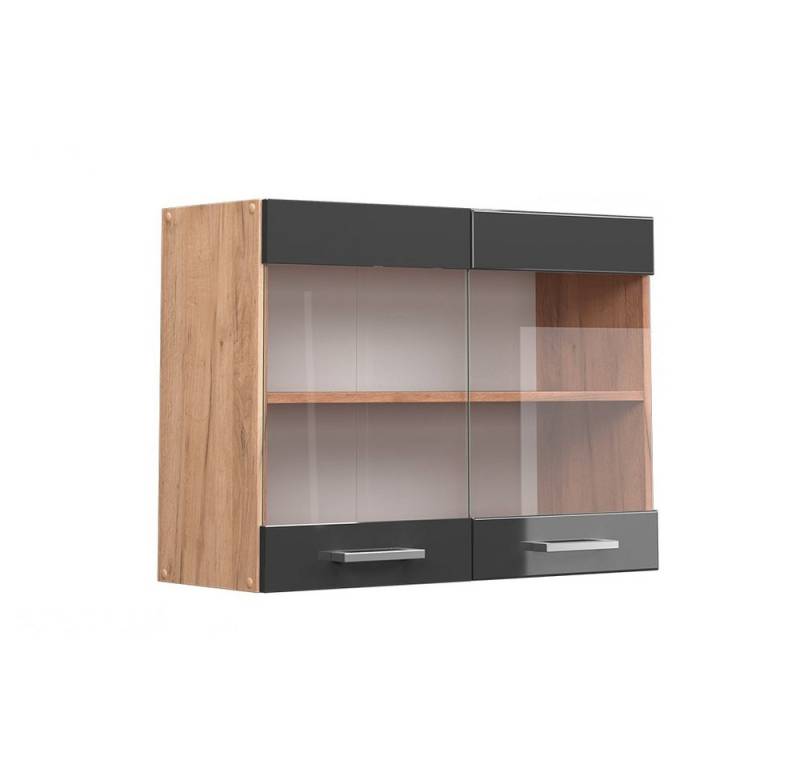 Vicco Glashängeschrank R-Line, Anthrazit Hochglanz/Goldkraft Eiche, 80 cm von Vicco