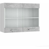 Vicco - Glashängeschrank R-Line 80 cm Weiß/Beton modern von Vicco