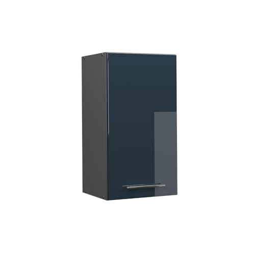 Vicco Hängeschrank Fame-Line, hängender Küchenschrank, Dunkelblau Hochglanz/Anthrazit, 40 cm von Vicco
