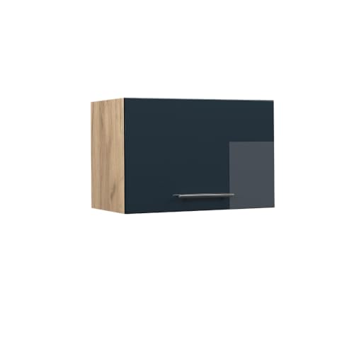 Vicco Hängeschrank Fame-Line, Dunkelblau Hochglanz/Goldkraft Eiche, 60 cm Flach von Vicco