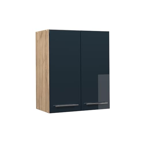 Vicco Hängeschrank Fame-Line, Dunkelblau Hochglanz/Goldkraft Eiche, 60 cm von Vicco