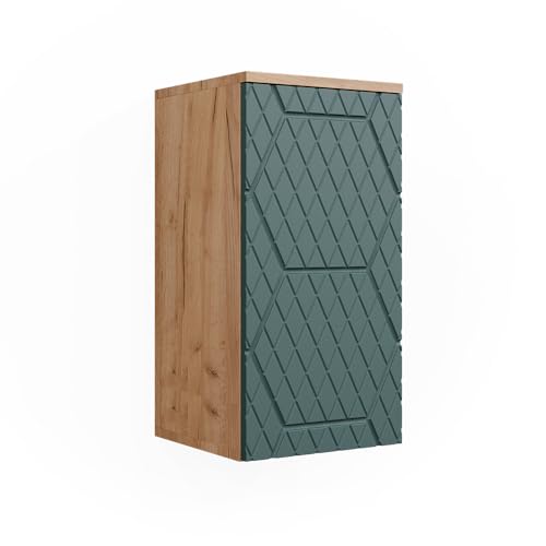 Vicco Hängeschrank Irma Eiche Grün 30 x 59 cm 2 Fächer Badezimmer von Vicco