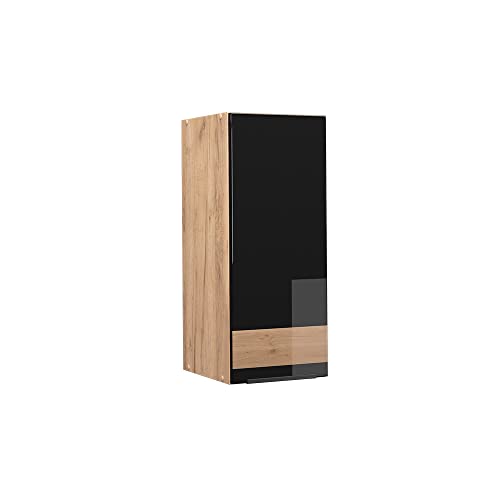 Vicco Hängeschrank Fame-Line, Schwarz-Eiche Hochglanz/Goldkraft Eiche, 30 cm von Vicco