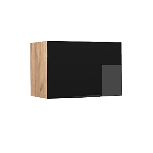 Vicco Hängeschrank Fame-Line, Schwarz-Eiche Hochglanz/Goldkraft Eiche, 60 cm Flach von Vicco