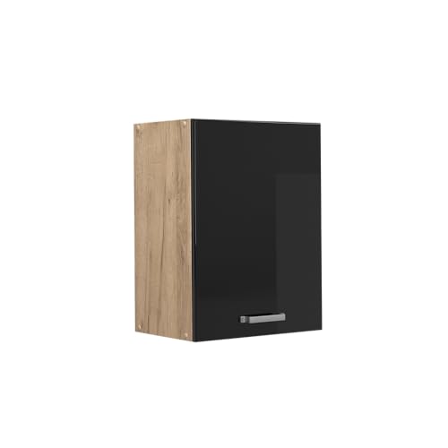 Vicco Hängeschrank R-Line, Schwarz Hochglanz/Goldkraft Eiche, 45 cm von Vicco