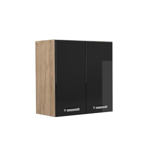 Vicco Hängeschrank R-Line, hängender Küchenschrank, Schwarz Hochglanz/Goldkraft Eiche, 60 cm Vicco Hängeschrank R-Line, hängender Küchenschrank, Schwarz Hochglanz/Goldkraft Eiche, 60 cm von Vicco