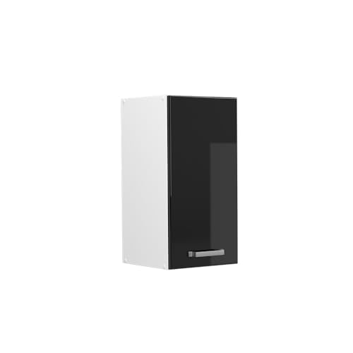 Vicco Hängeschrank R-Line, hängender Küchenschrank, Schwarz Hochglanz/Weiß, 30 cm von Vicco