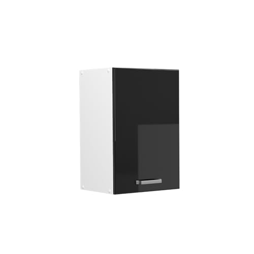 Vicco Hängeschrank R-Line, hängender Küchenschrank, Schwarz Hochglanz/Weiß, 40 cm von Vicco