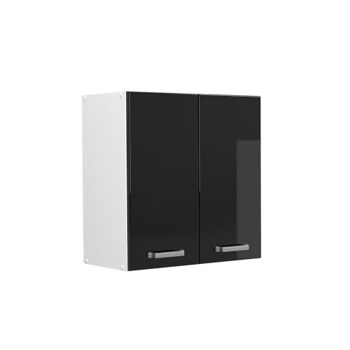 Vicco Hängeschrank R-Line, Schwarz Hochglanz/Weiß, 60 cm von Vicco