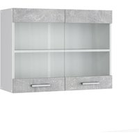 Vicco - Hängeschrank R-Line, Beton, 80 cm mit Glastüren von Vicco