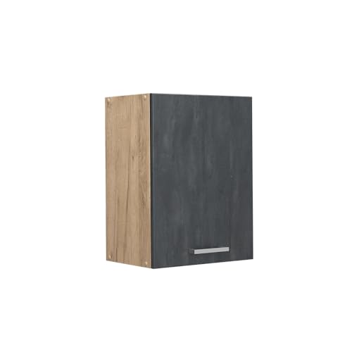 Vicco Hängeschrank R-Line, hängender Küchenschrank, Schwarz Beton/Goldkraft Eiche, 45 cm von Vicco