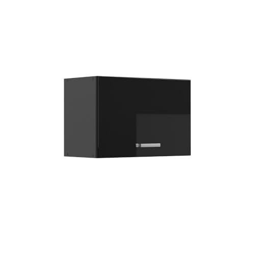 Vicco Hängeschrank R-Line, hängender Küchenschrank, Schwarz Hochglanz/Anthrazit, 60 cm Flach von Vicco