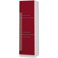 Vicco - Herdschrank hoch Fame-Line 60 cm Weiß/Bordeaux-Rot Hochglanz modern von Vicco