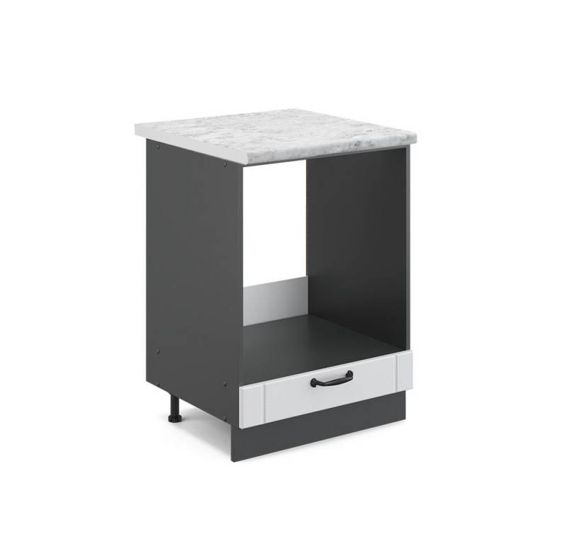 Vicco Herdumbauschrank Fame-Line, Weiß Landhaus/Anthrazit, 60 cm, AP Marmor von Vicco