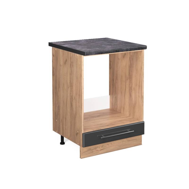 Vicco Herdumbauschrank Fame-Line Anthrazit Hochglanz/Goldkraft Eiche 60 cm AP Anthrazit von Vicco