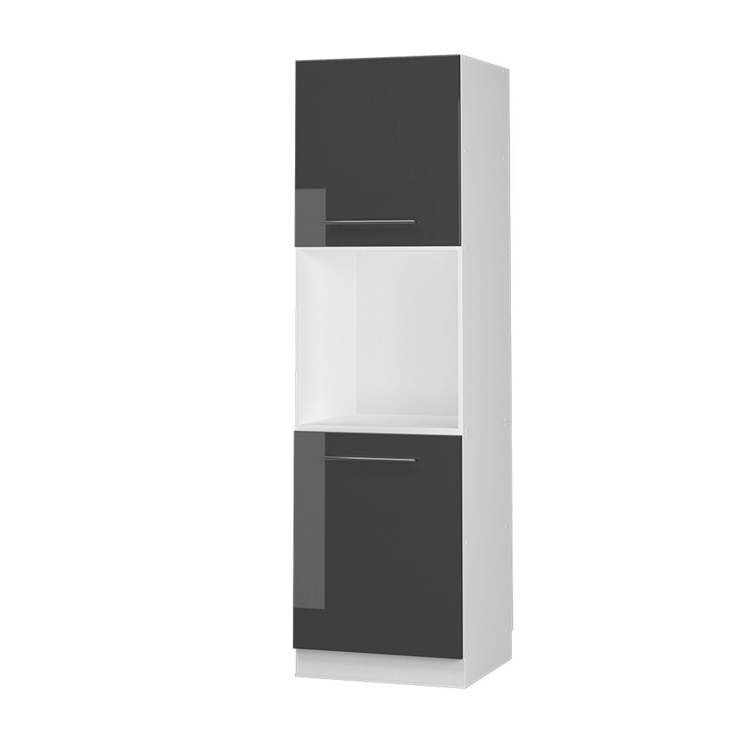 Vicco Herdumbauschrank Fame-Line Anthrazit Hochglanz/Weiß 60 cm mit Offenem Regal von Vicco