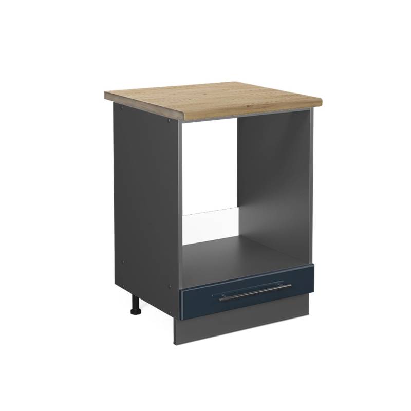 Vicco Herdumbauschrank Fame-Line Dunkelblau Hochglanz/Anthrazit 60 cm AP Eiche von Vicco