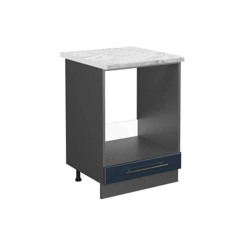 Vicco Herdumbauschrank Fame-Line Dunkelblau Hochglanz/Anthrazit 60 cm AP Marmor von Vicco
