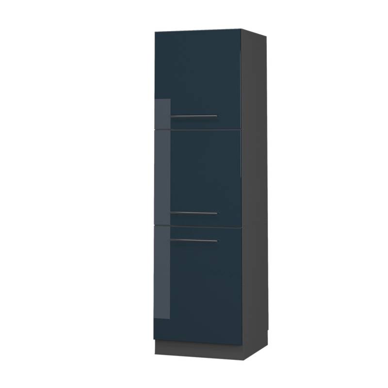 Vicco Herdumbauschrank Fame-Line Dunkelblau Hochglanz/Anthrazit 60 cm von Vicco