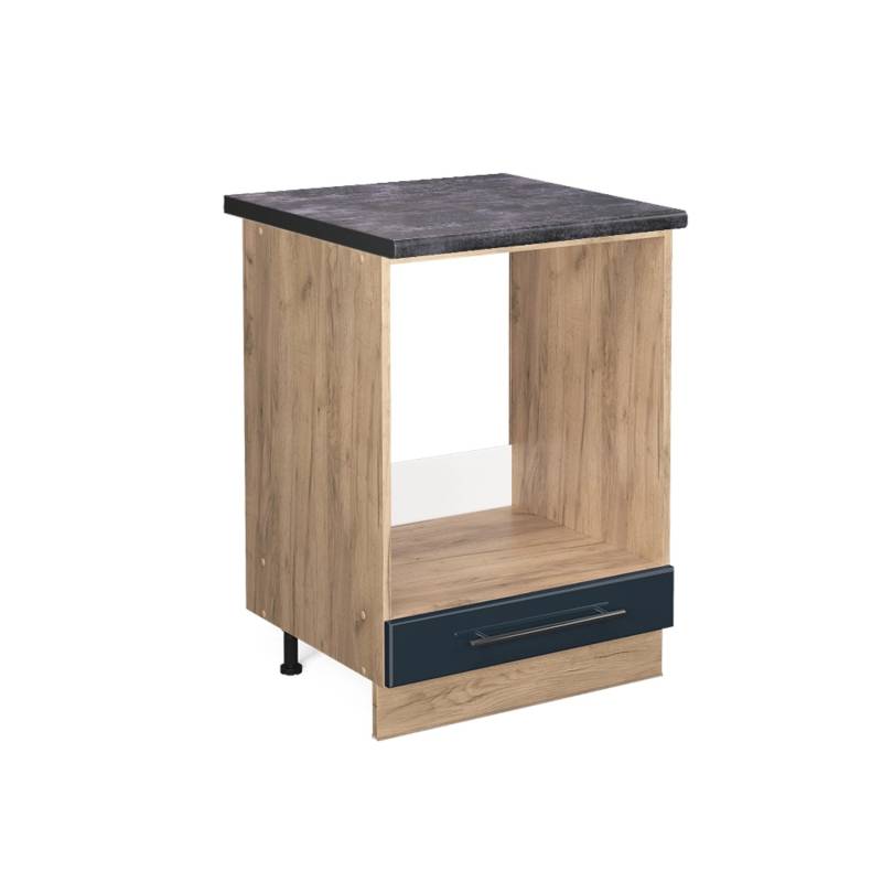 Vicco Herdumbauschrank Fame-Line Dunkelblau Hochglanz/Goldkraft Eiche 60 cm AP Anthrazit von Vicco