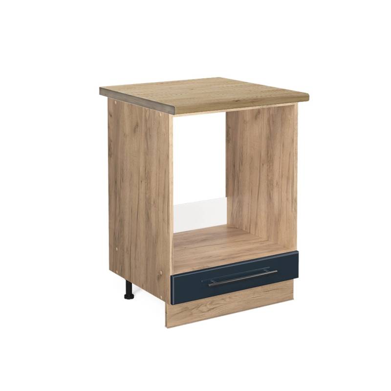 Vicco Herdumbauschrank Fame-Line Dunkelblau Hochglanz/Goldkraft Eiche 60 cm AP Eiche von Vicco